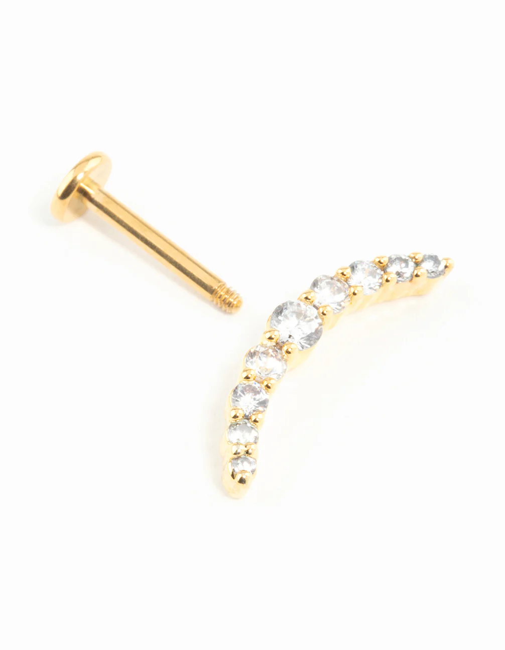 Gold Plated Surgical Steel Cubic Zirconia Crawler Single Flat Back - Image 2