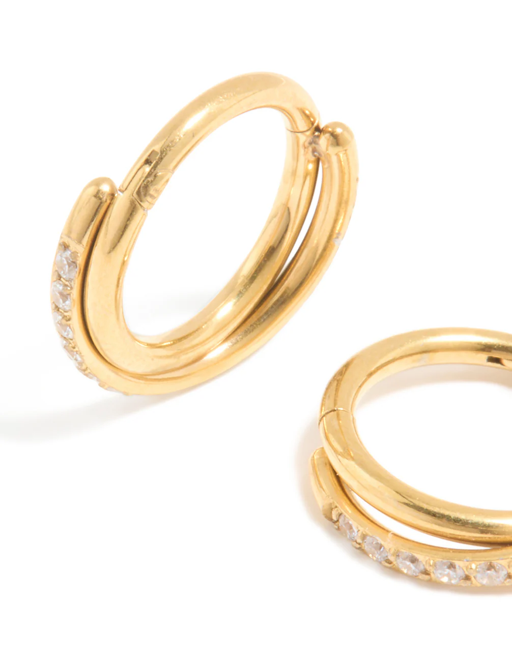 Gold Plated Surgical Steel Cubic Zirconia Crossover Double Sleeper Earrings - Image 4