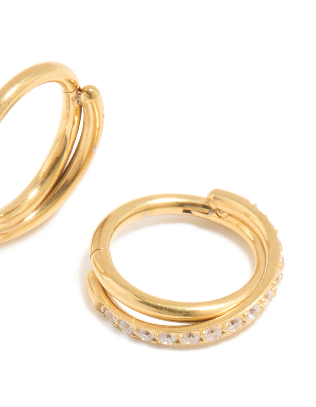 Gold Plated Surgical Steel Cubic Zirconia Crossover Double Sleeper Earrings - Image 5