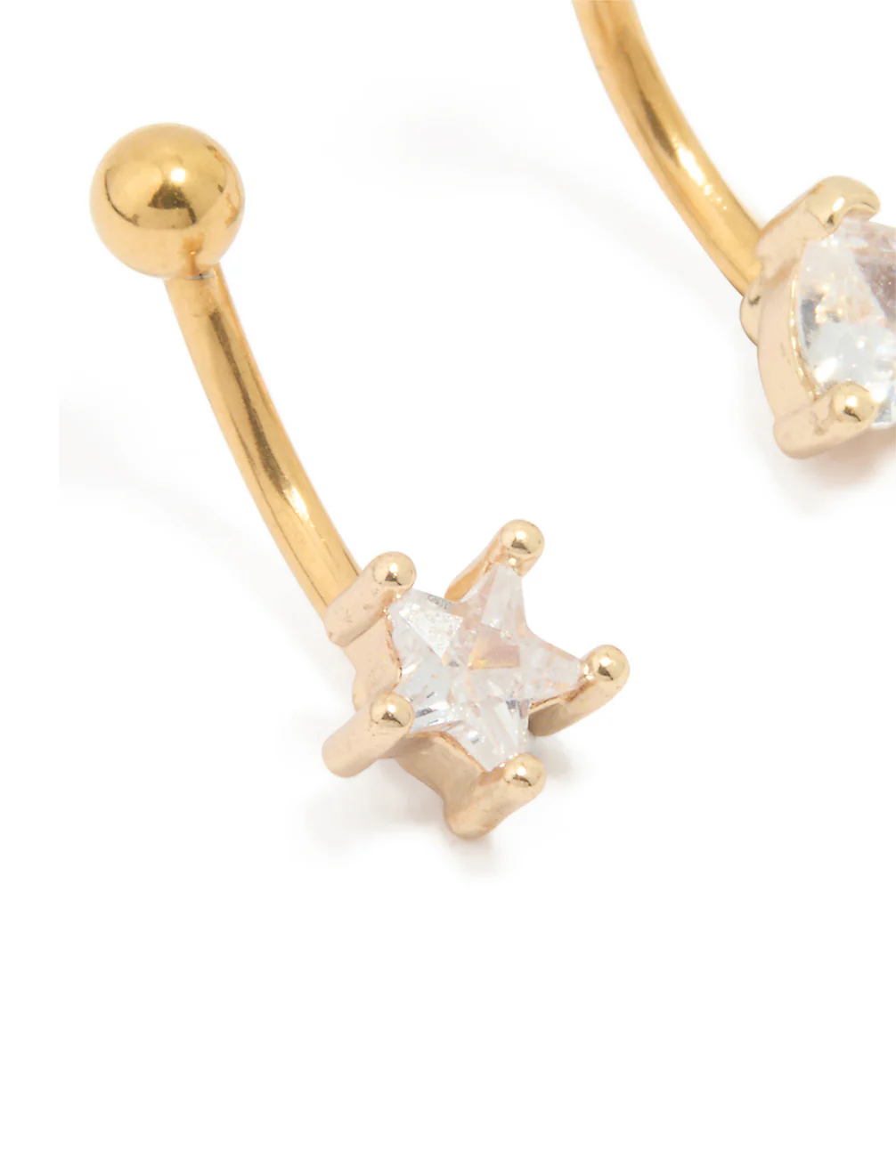 Gold Plated Surgical Steel Cubic Zirconia Ear & Body Jewellery Set - Image 2