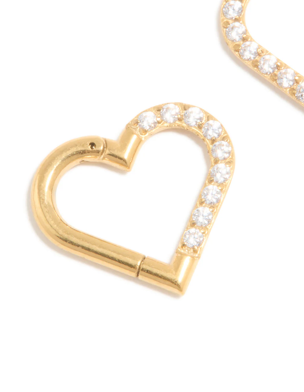 Gold Plated Surgical Steel Cubic Zirconia Fine Heart Sleeper Earrings - Image 4