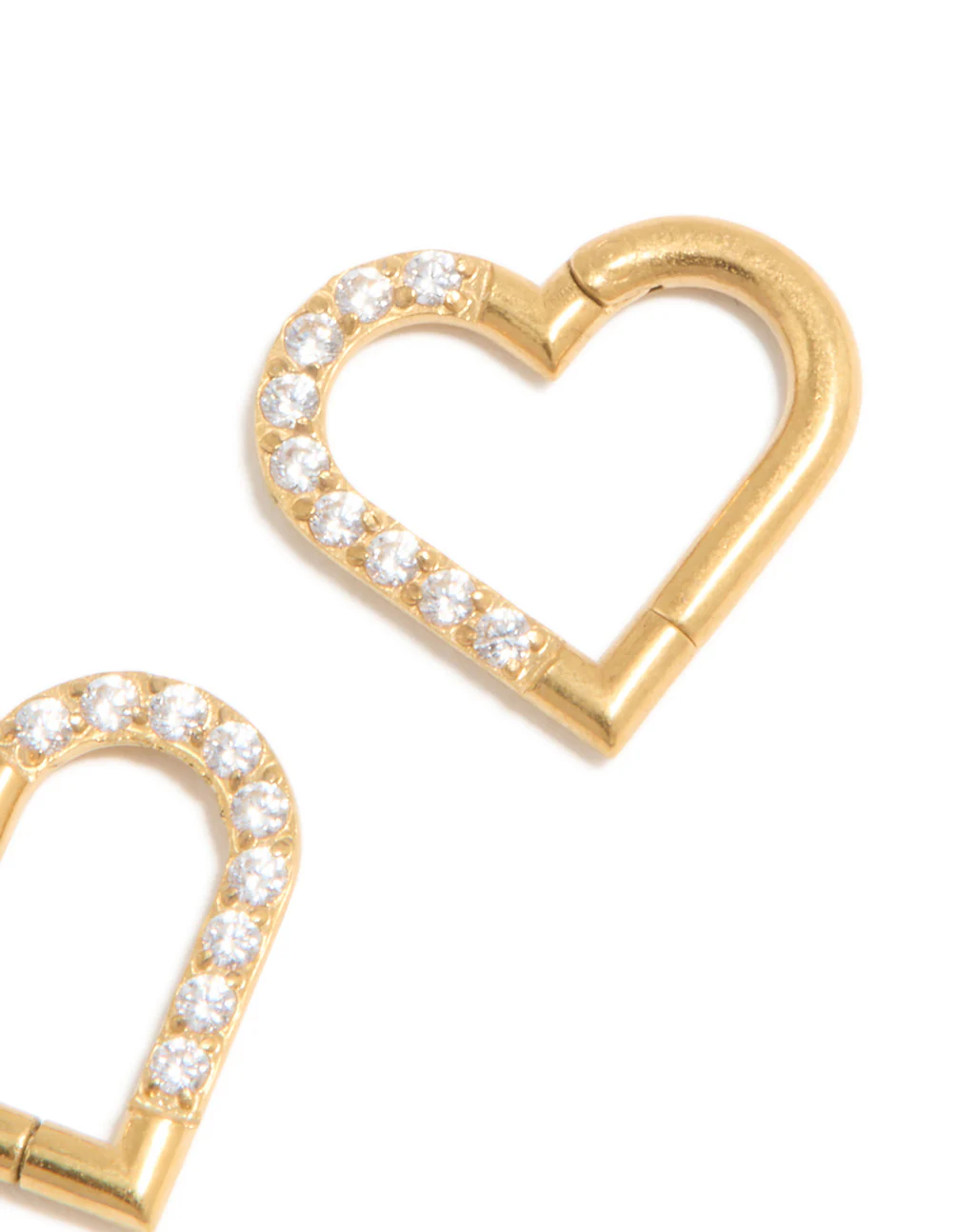 Gold Plated Surgical Steel Cubic Zirconia Fine Heart Sleeper Earrings - Image 5