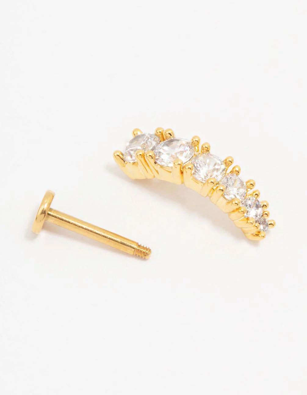 Gold Plated Surgical Steel Cubic Zirconia Flat Back - Image 2