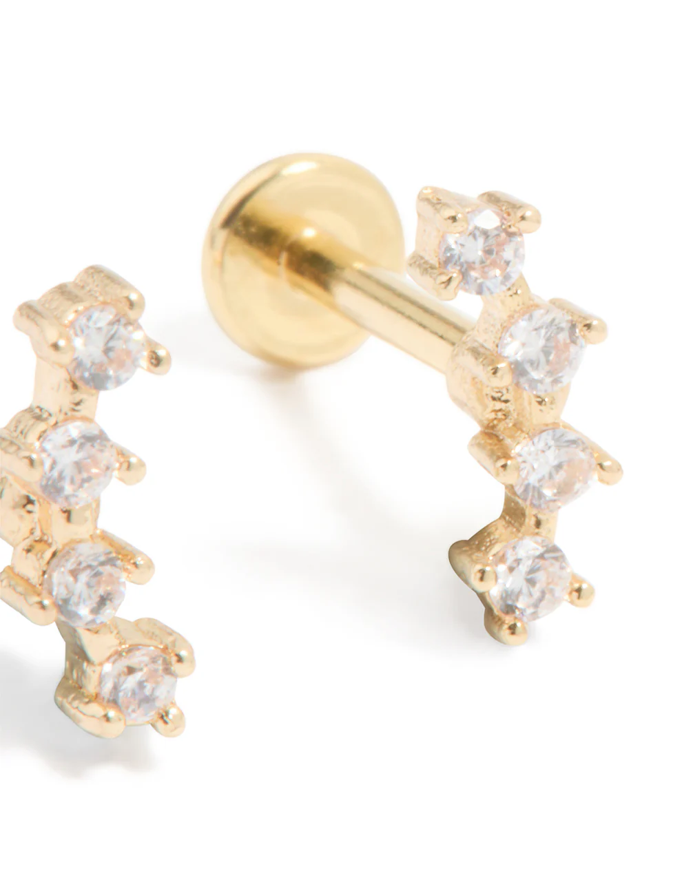 Gold Plated Surgical Steel Cubic Zirconia Flat Back Studs 2-Pack - Image 3