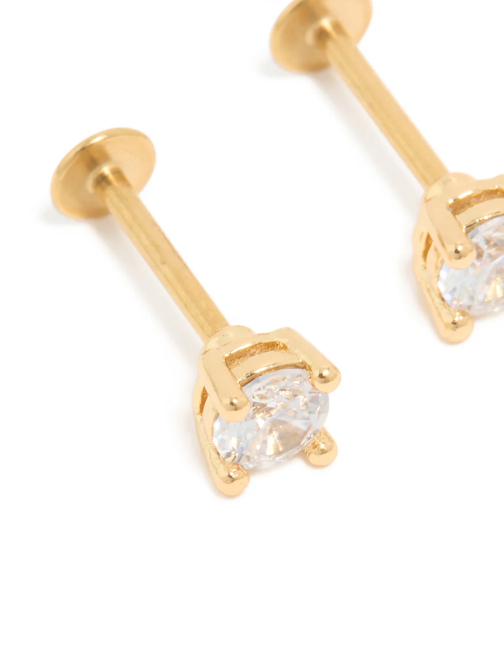 Gold Plated Surgical Steel Cubic Zirconia Flat Back Studs - Image 2