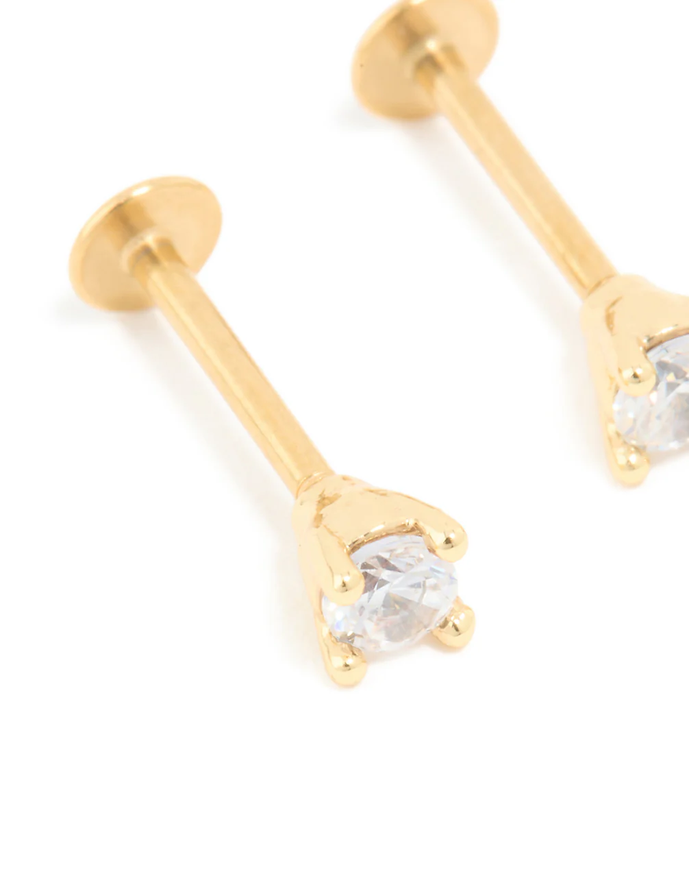 Gold Plated Surgical Steel Cubic Zirconia Flat Back Studs 3 MM - Image 2