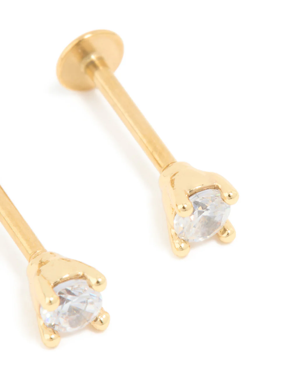 Gold Plated Surgical Steel Cubic Zirconia Flat Back Studs 3 MM - Image 3