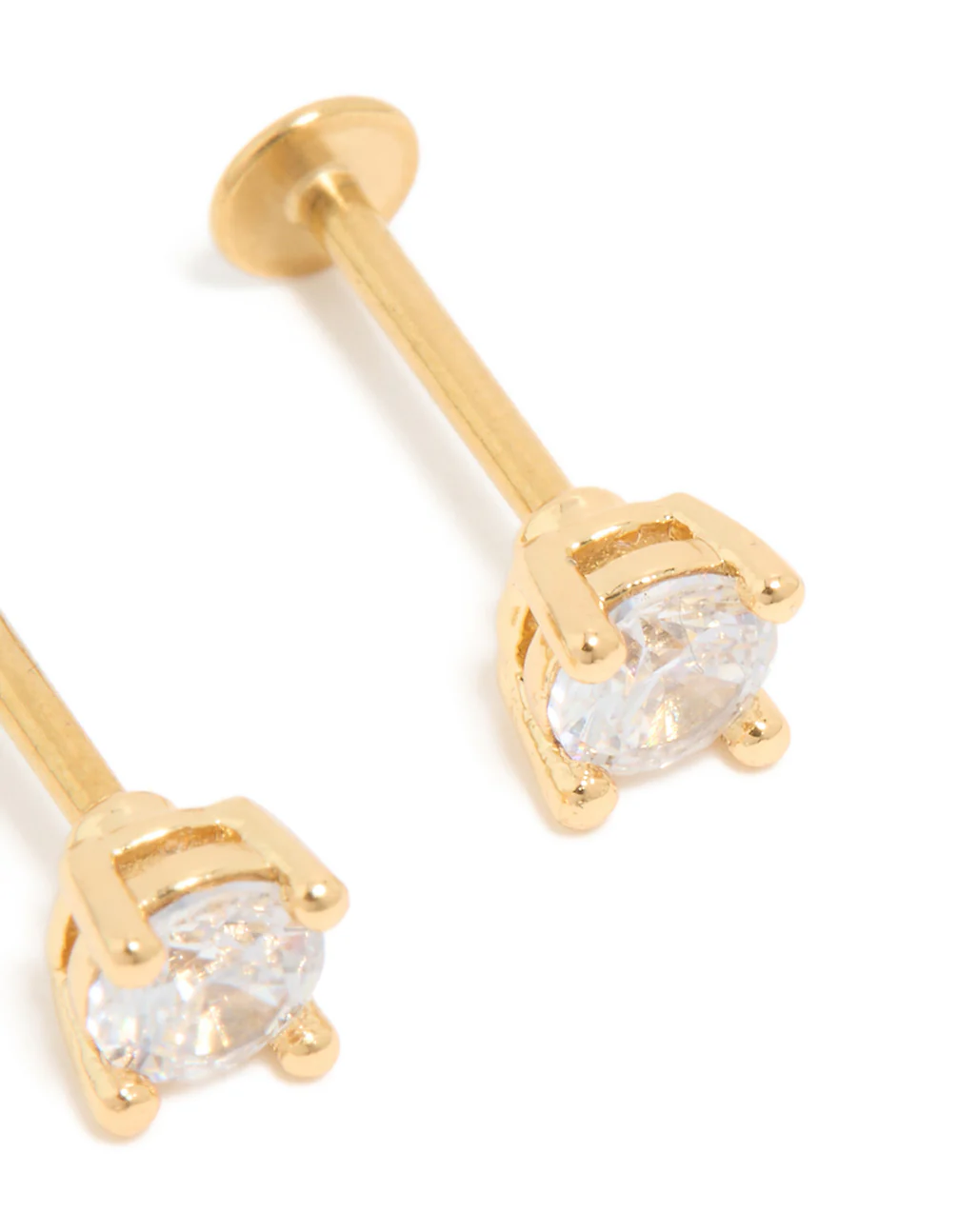 Gold Plated Surgical Steel Cubic Zirconia Flat Back Studs - Image 3