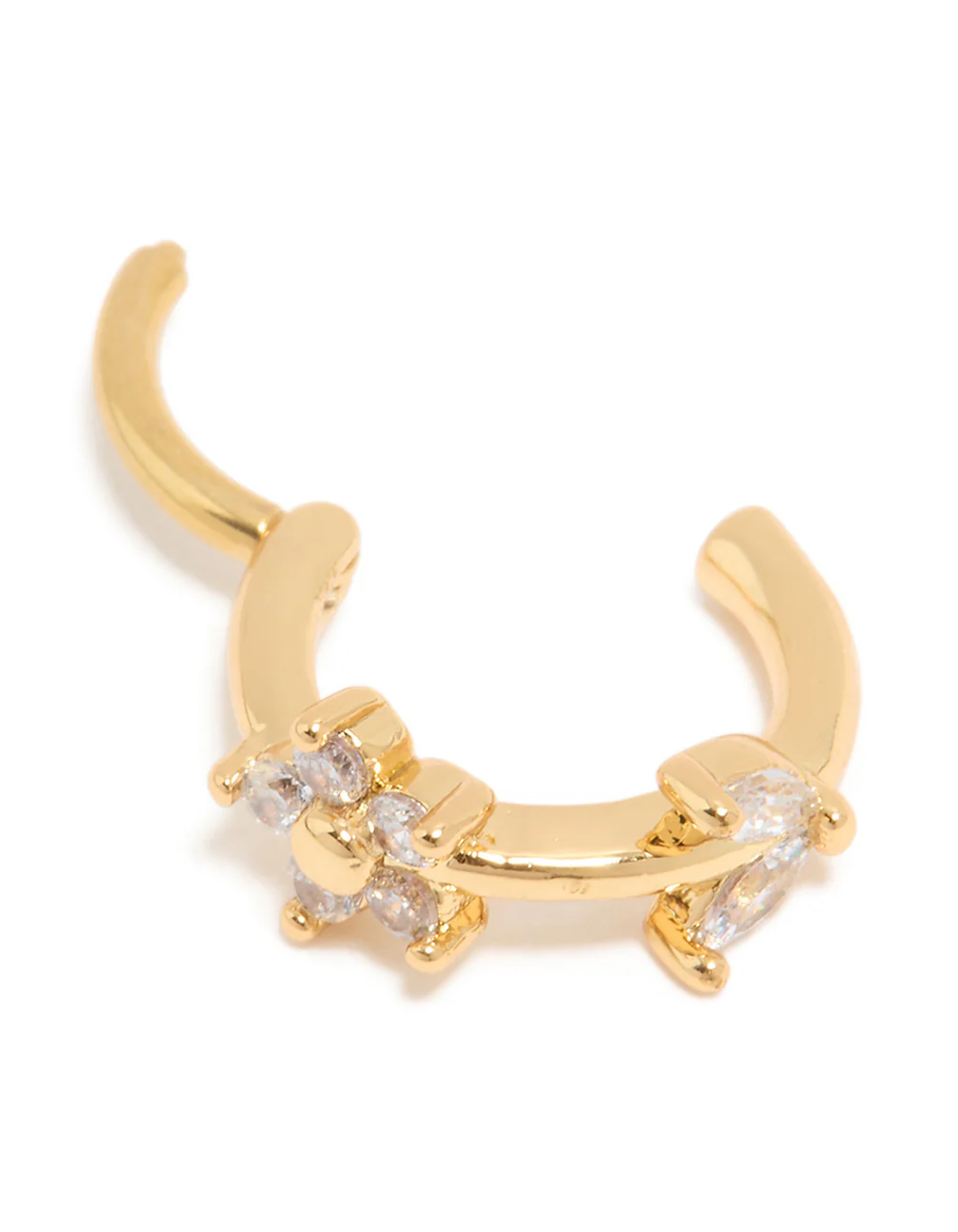 Gold Plated Surgical Steel Cubic Zirconia Floral Clicker Ring - Image 3