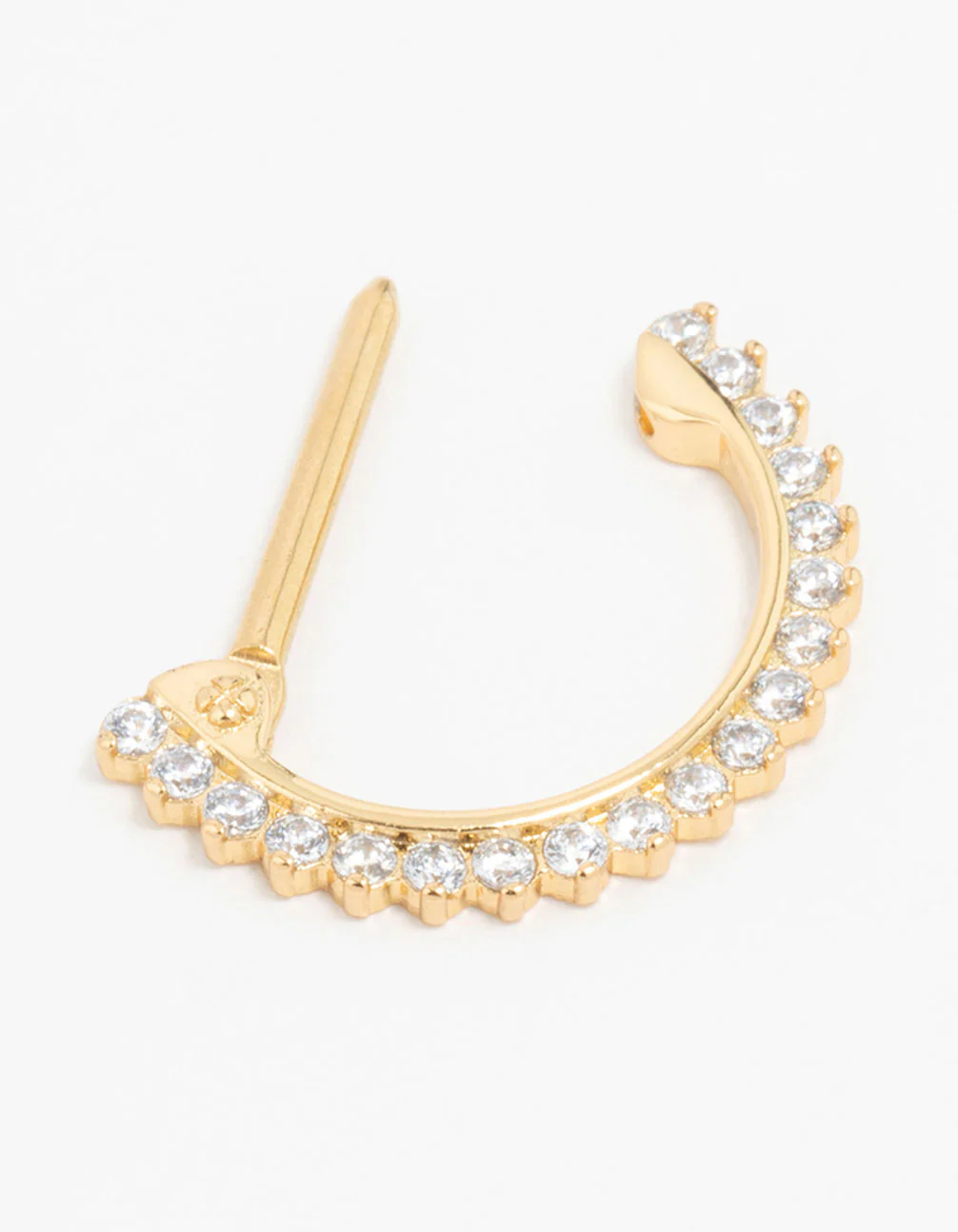 Gold Plated Surgical Steel Cubic Zirconia Half Hoop Nipple Ring - Image 2