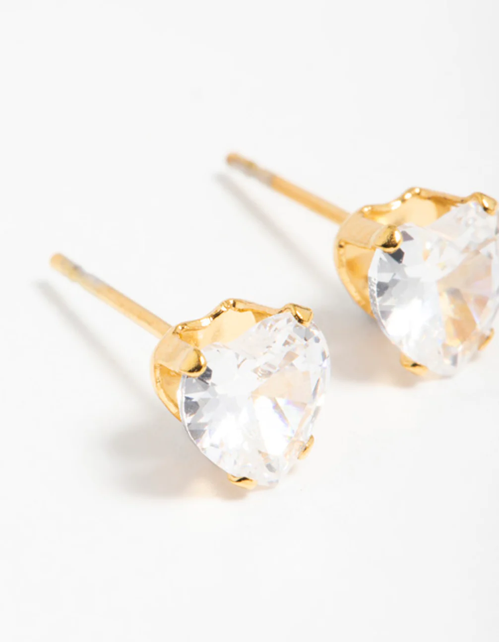 Gold Plated Surgical Steel Cubic Zirconia Heart Claw Stud Earrings - Image 2