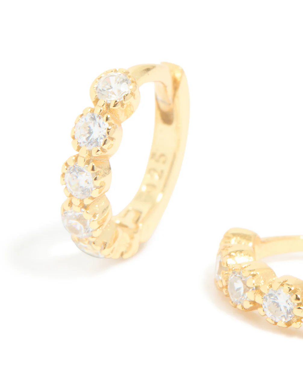 Gold Plated Surgical Steel Cubic Zirconia Hoop Earrings - Image 3