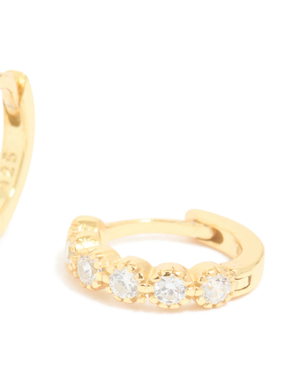 Gold Plated Surgical Steel Cubic Zirconia Hoop Earrings - Image 4