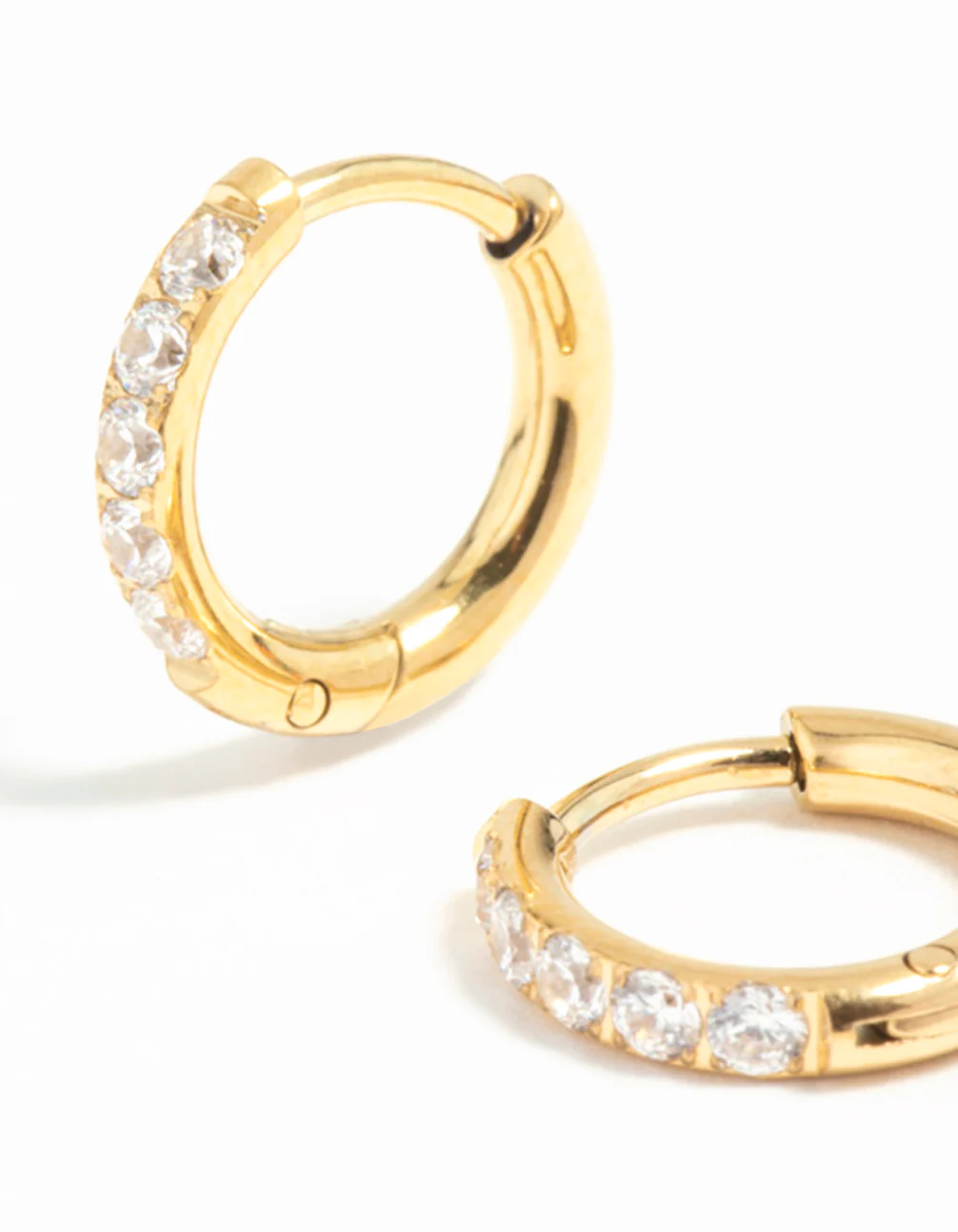 Gold Plated Surgical Steel Cubic Zirconia Hoop Earrings - Image 4