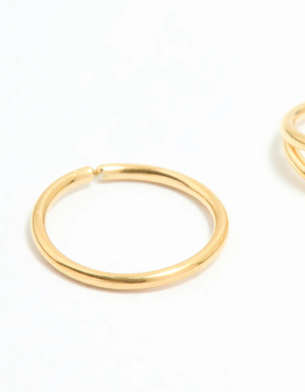 Gold Plated Surgical Steel Cubic Zirconia Layered & Smooth Nose Rings 2-Pack - Image 2