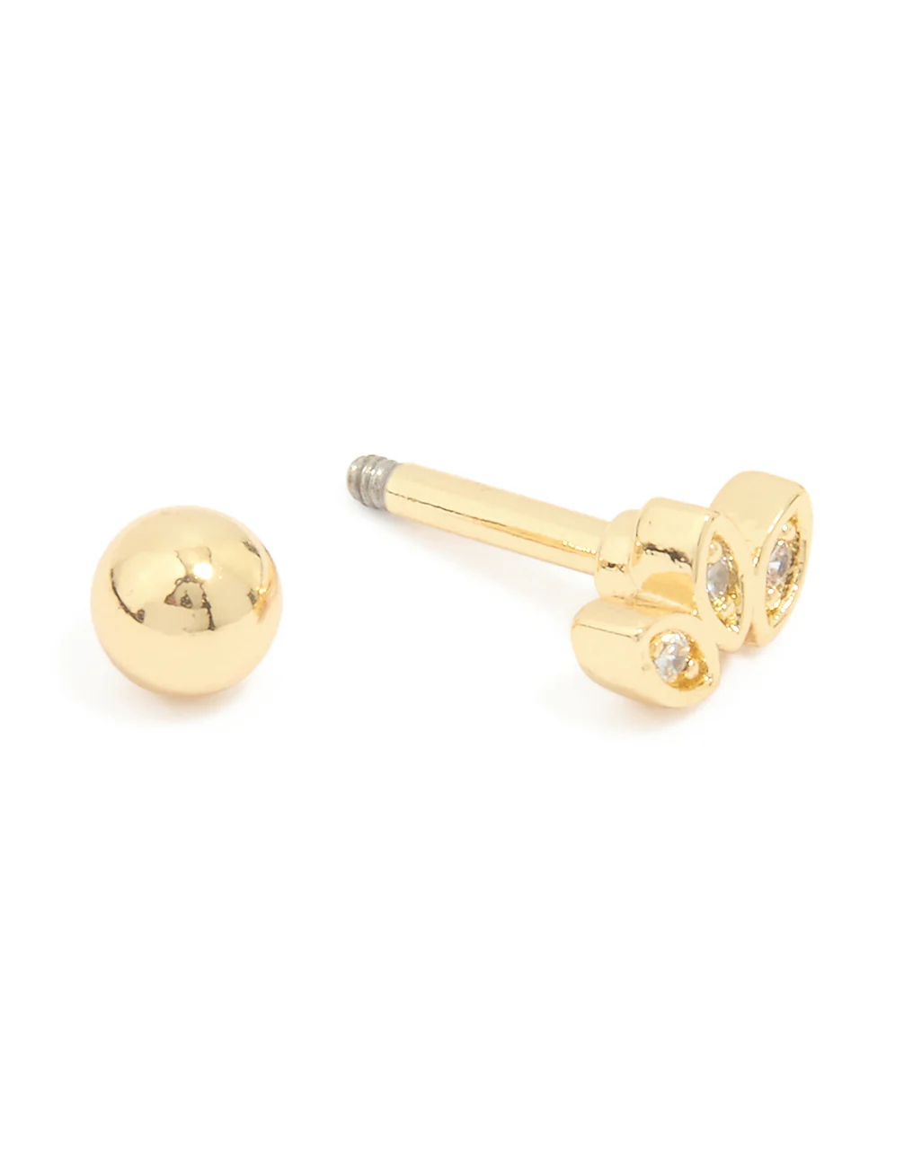 Gold Plated Surgical Steel Cubic Zirconia Leaf Barbell - Image 3