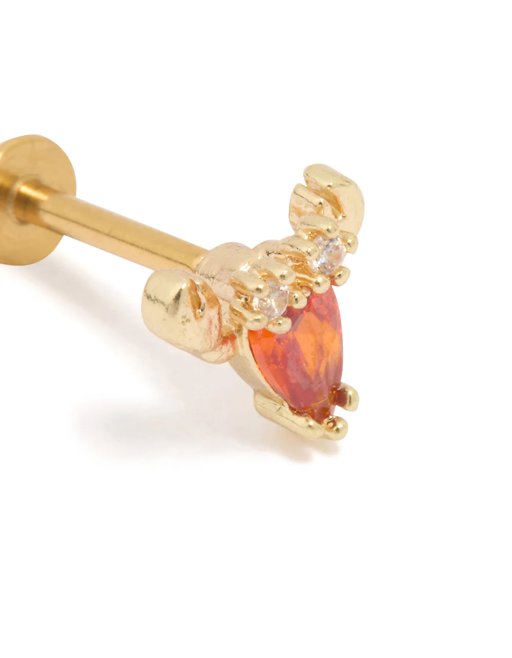 Gold Plated Surgical Steel Cubic Zirconia Lobster Flat Back Stud - Image 2