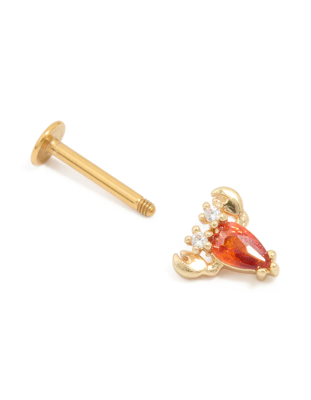 Gold Plated Surgical Steel Cubic Zirconia Lobster Flat Back Stud - Image 3