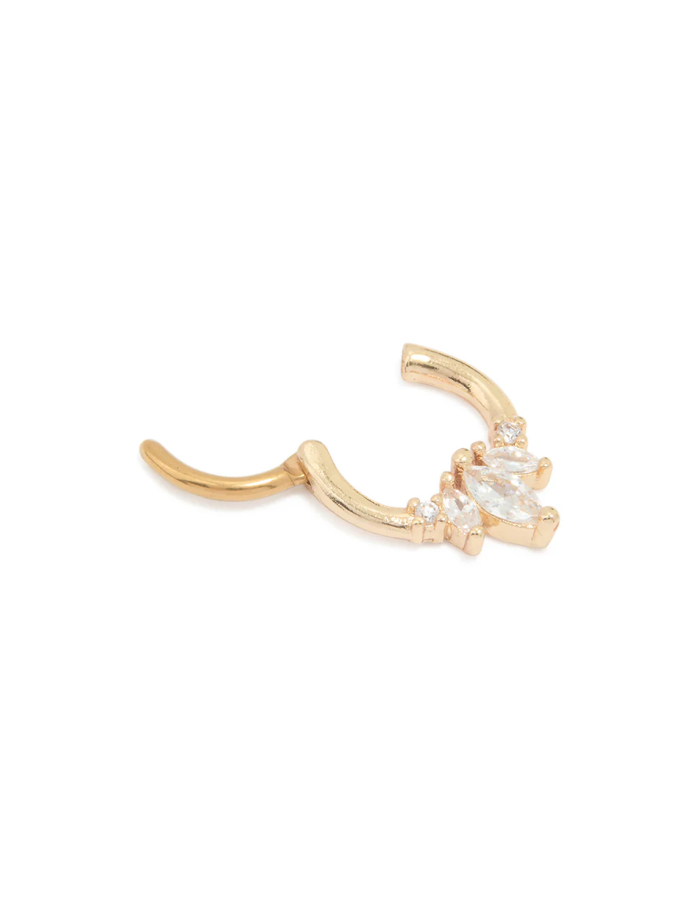 Gold Plated Surgical Steel Cubic Zirconia Marquise & Celestial Clicker Ring - Image 3