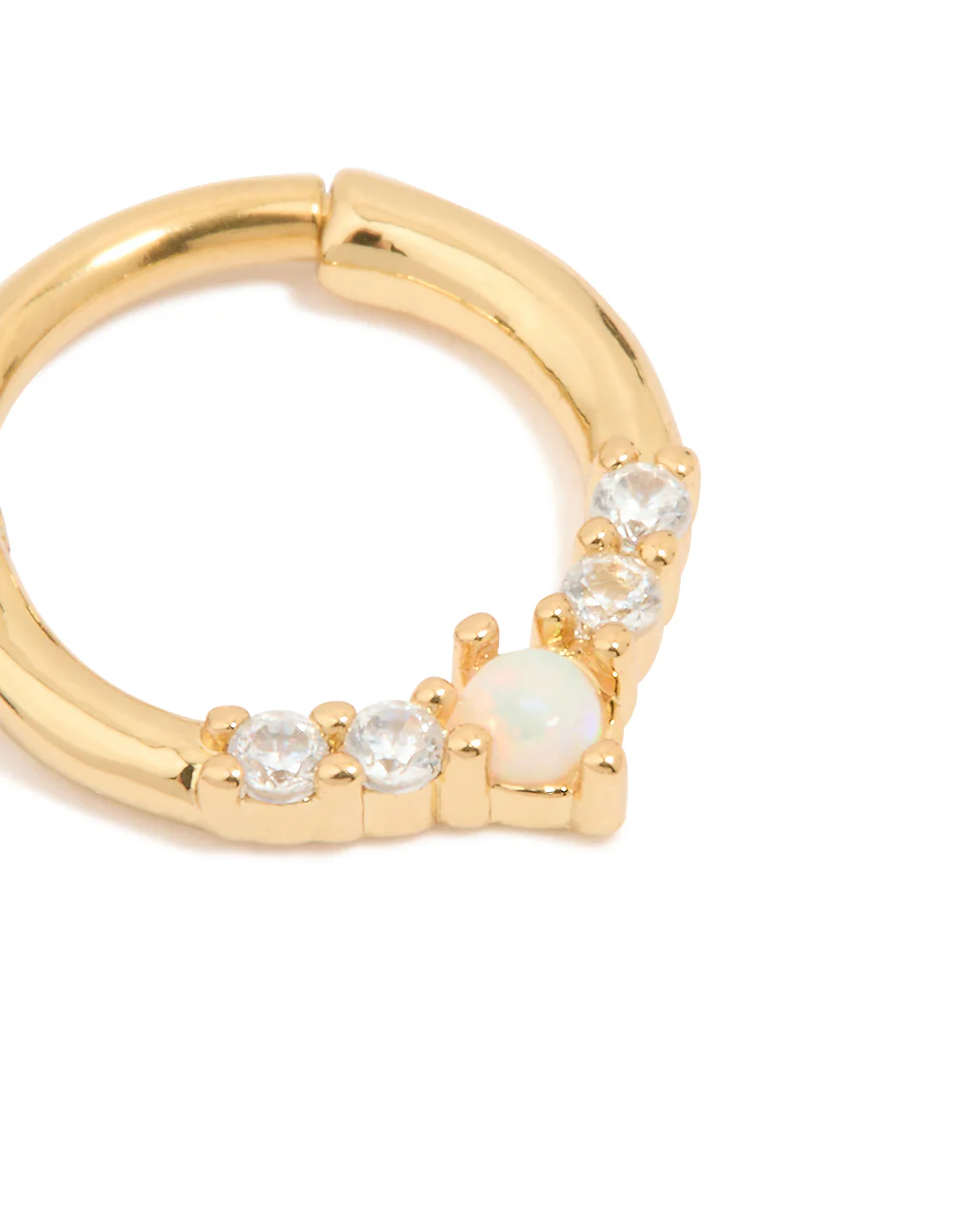 Gold Plated Surgical Steel Cubic Zirconia Marquise Clicker Ring - Image 2