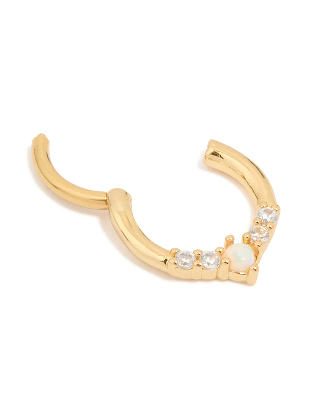 Gold Plated Surgical Steel Cubic Zirconia Marquise Clicker Ring - Image 3