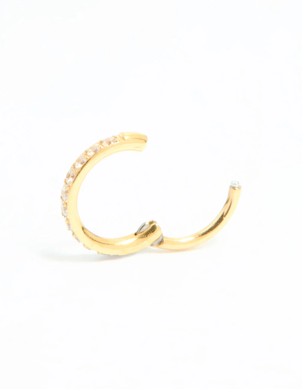 Gold Plated Surgical Steel Cubic Zirconia Micro Clicker - Image 2