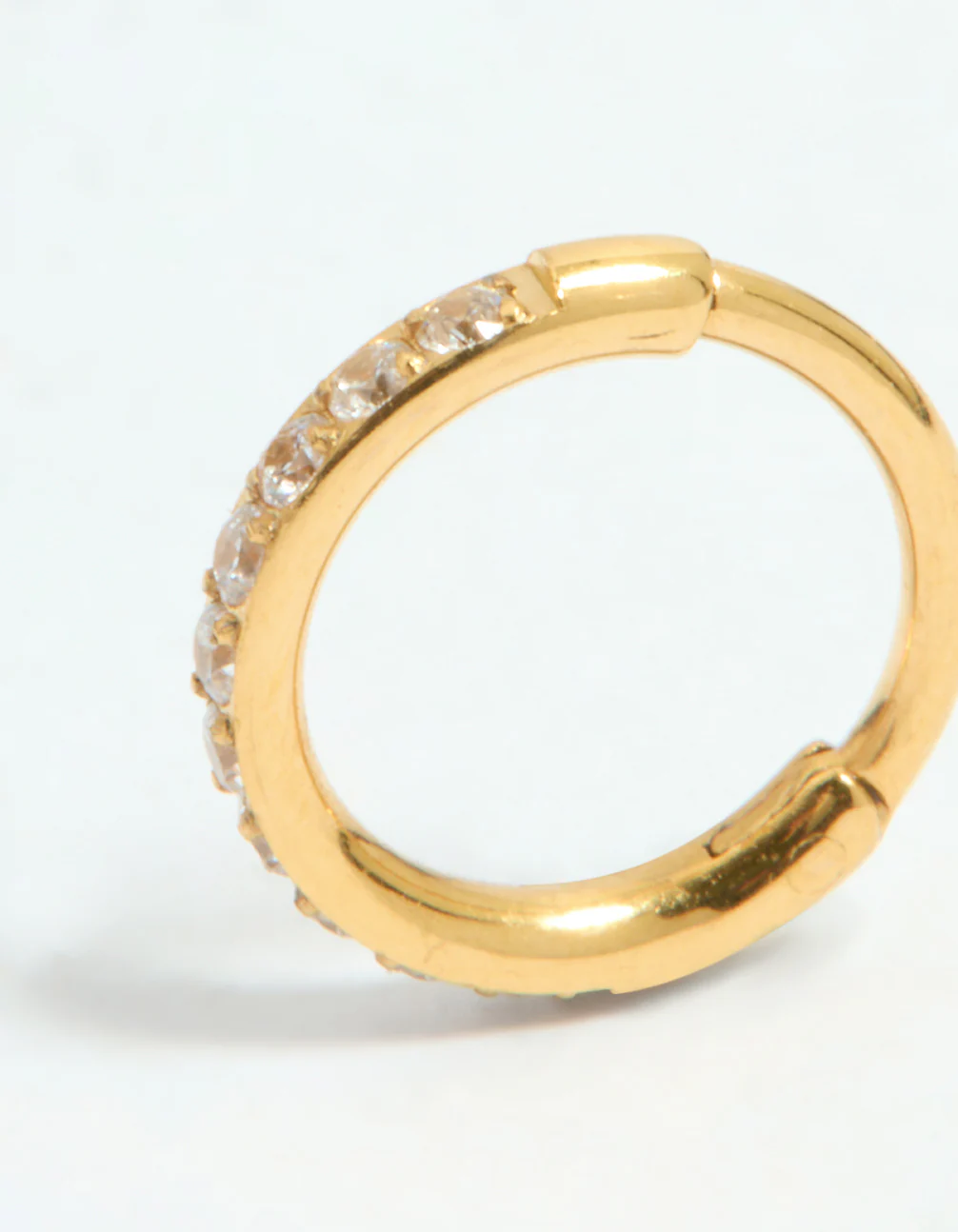 Gold Plated Surgical Steel Cubic Zirconia Micro Clicker - Image 3
