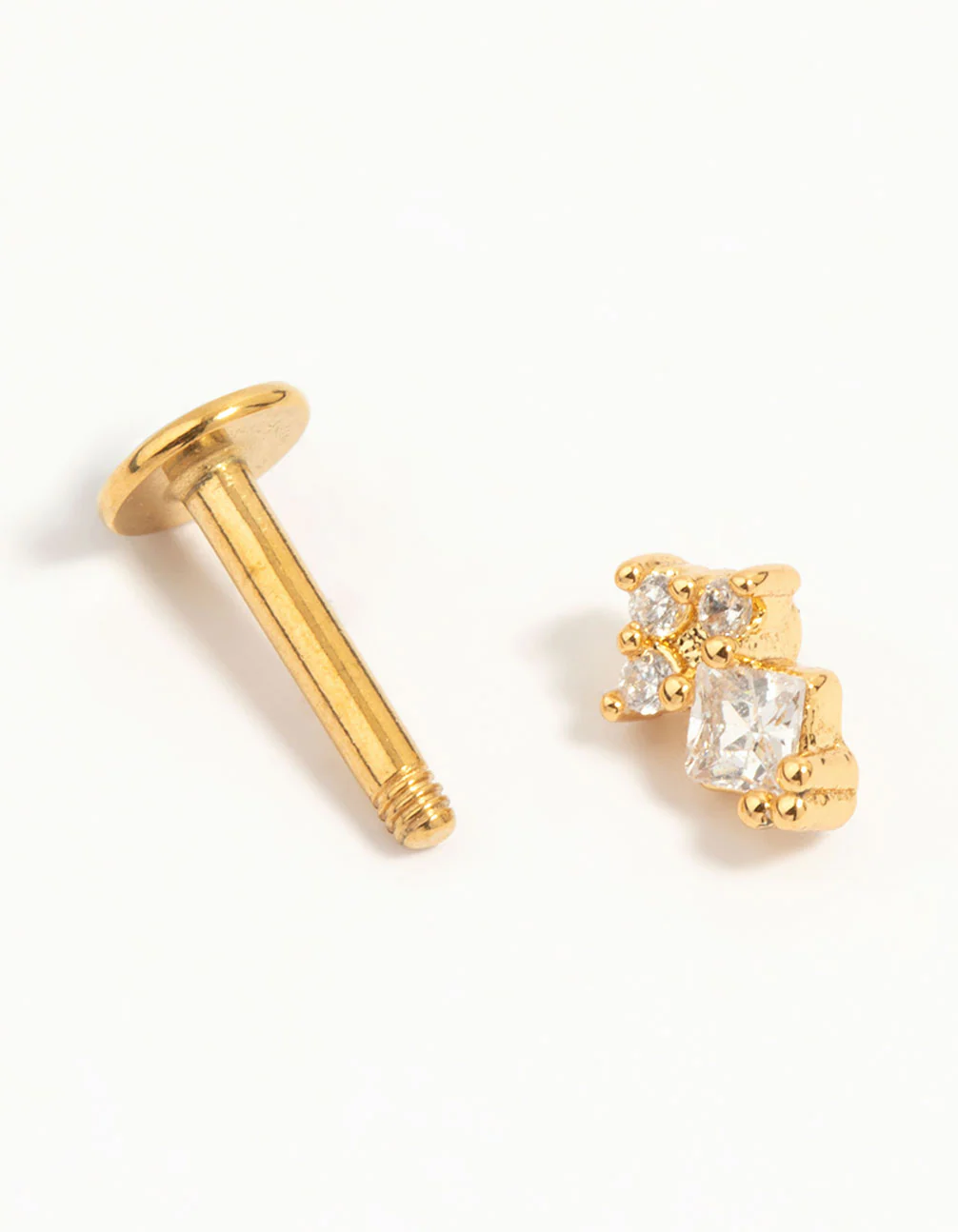 Gold Plated Surgical Steel Cubic Zirconia Micro Cluster Flat Back Stud - Image 2