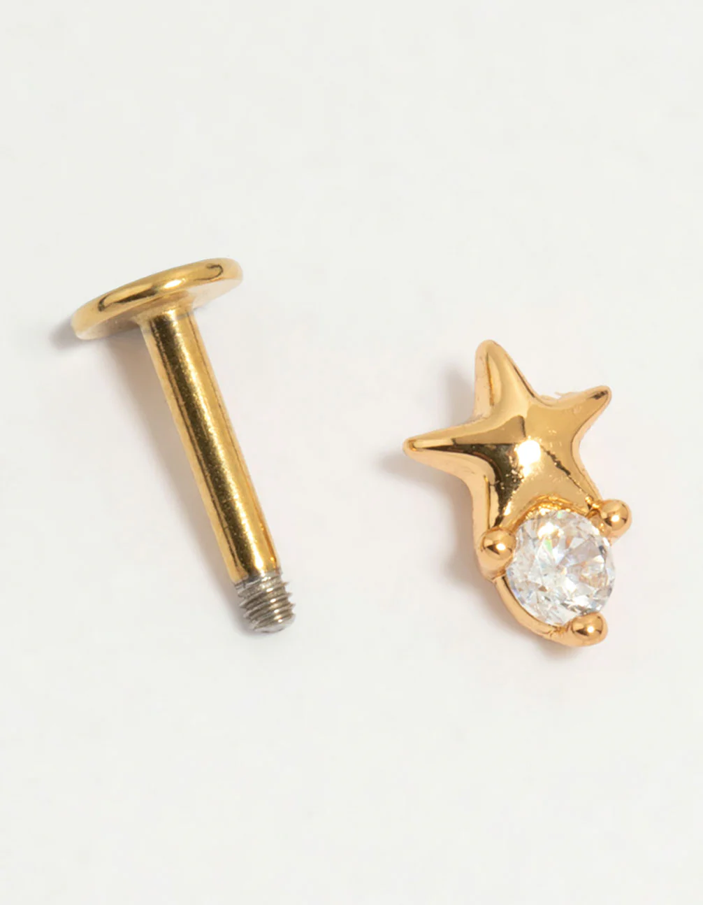 Gold Plated Surgical Steel Cubic Zirconia Micro Star Flat Back Stud - Image 2