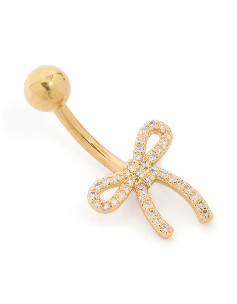 Gold Plated Surgical Steel Cubic Zirconia Pavé Bow Belly Bar - Image 2