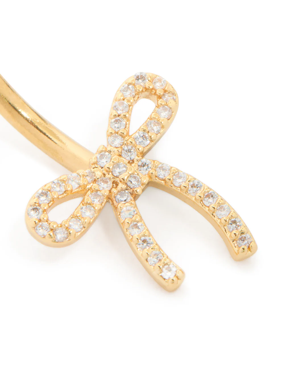 Gold Plated Surgical Steel Cubic Zirconia Pavé Bow Belly Bar - Image 3