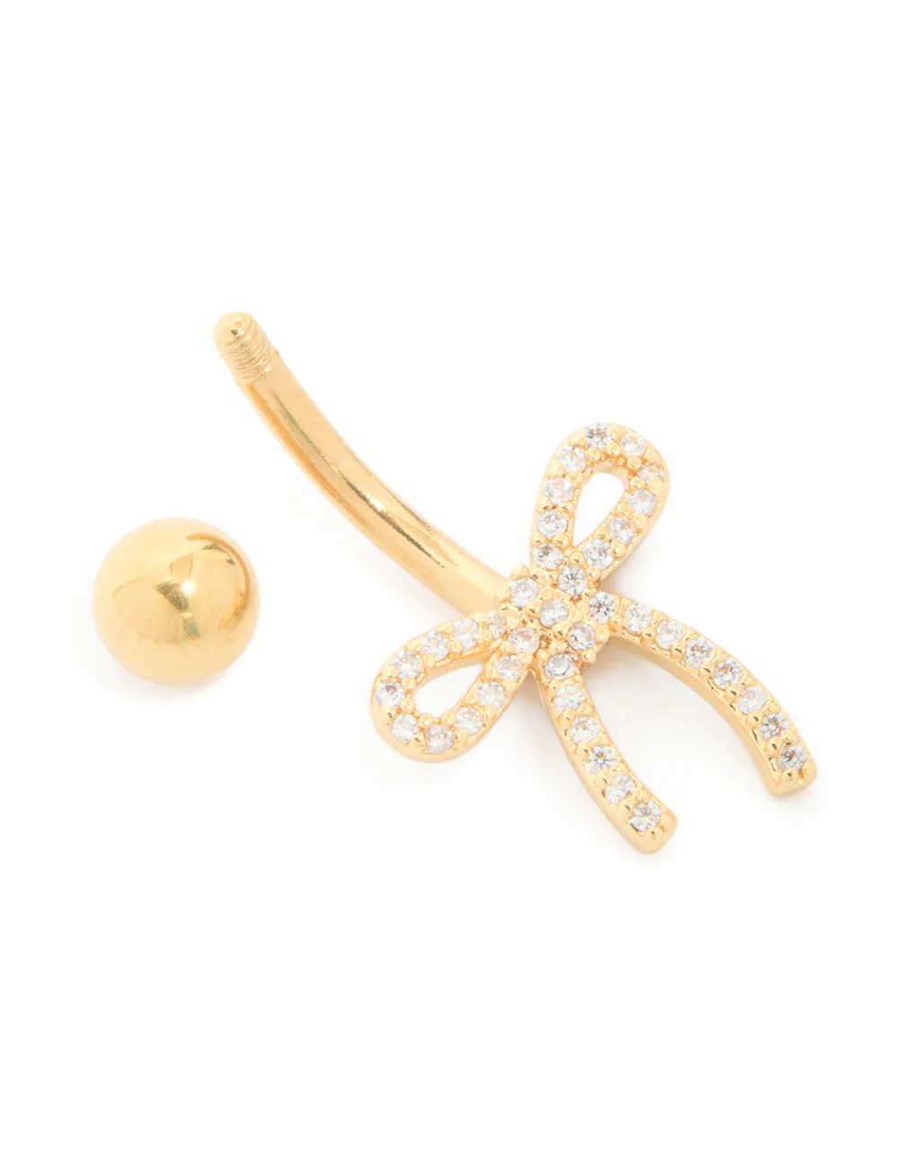 Gold Plated Surgical Steel Cubic Zirconia Pavé Bow Belly Bar - Image 4