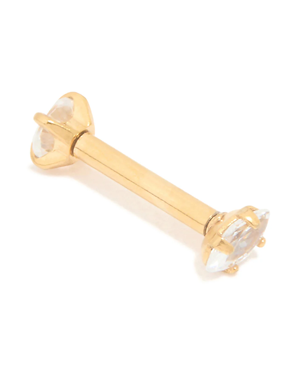 Gold Plated Surgical Steel Cubic Zirconia Reversible Flat Back Stud - Image 2