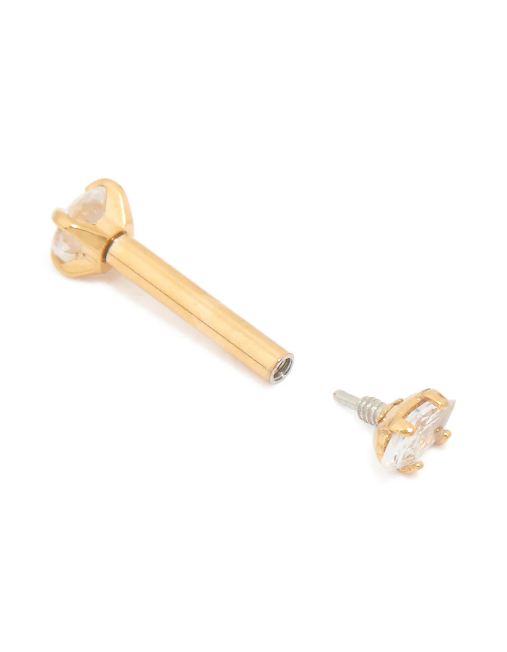 Gold Plated Surgical Steel Cubic Zirconia Reversible Flat Back Stud - Image 3