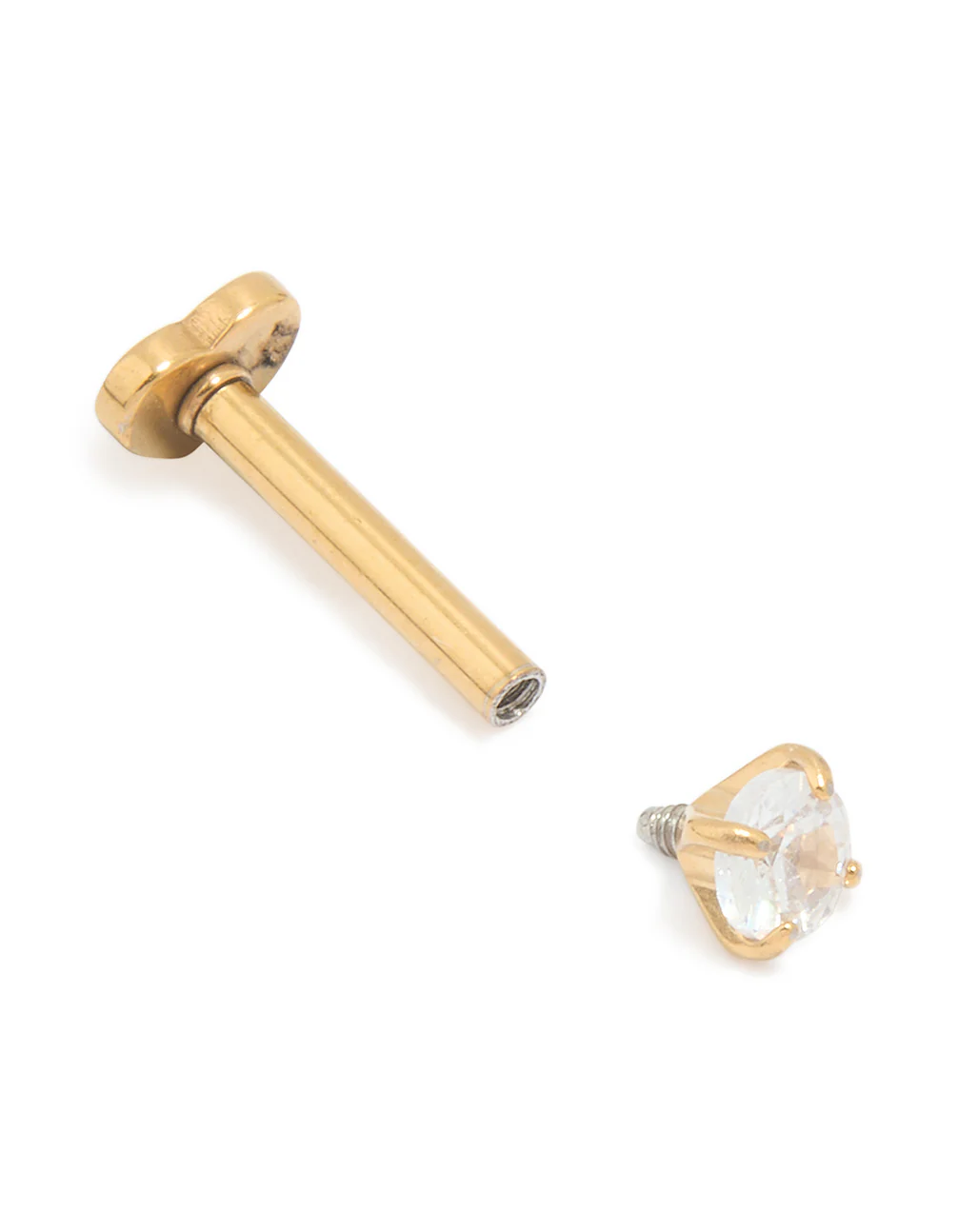 Gold Plated Surgical Steel Cubic Zirconia Reversible Heart Flat Back Stud - Image 2