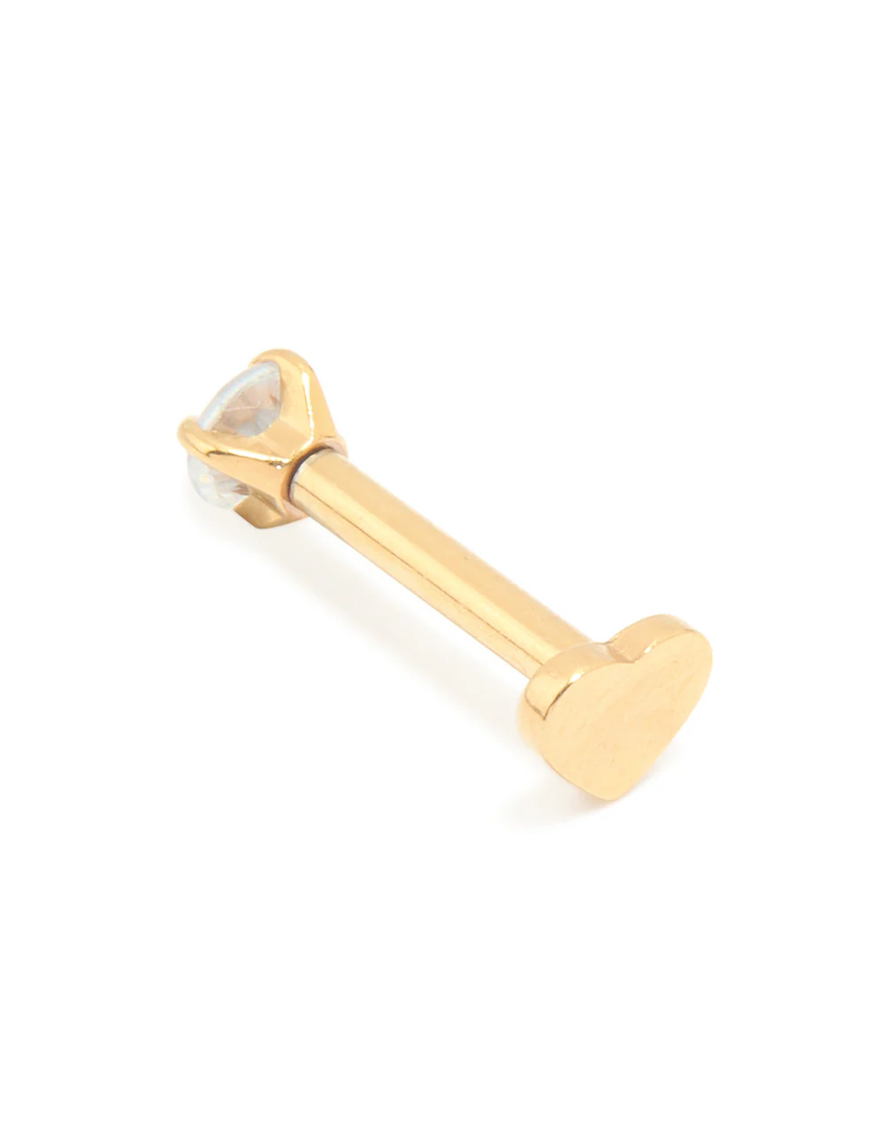 Gold Plated Surgical Steel Cubic Zirconia Reversible Heart Flat Back Stud - Image 3