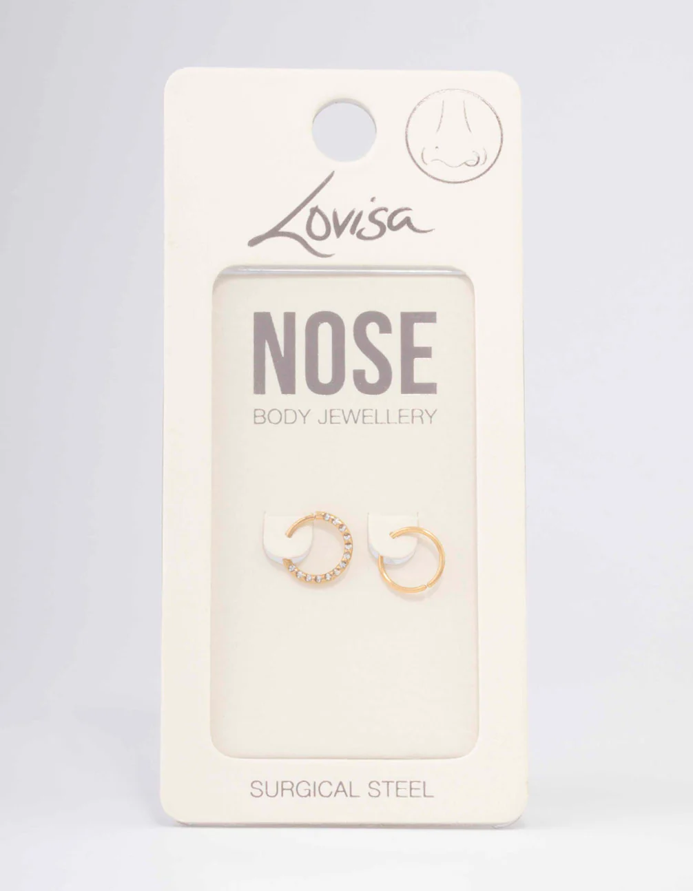 Gold Plated Surgical Steel Cubic Zirconia Textured Nose Ring Pack - Image 3