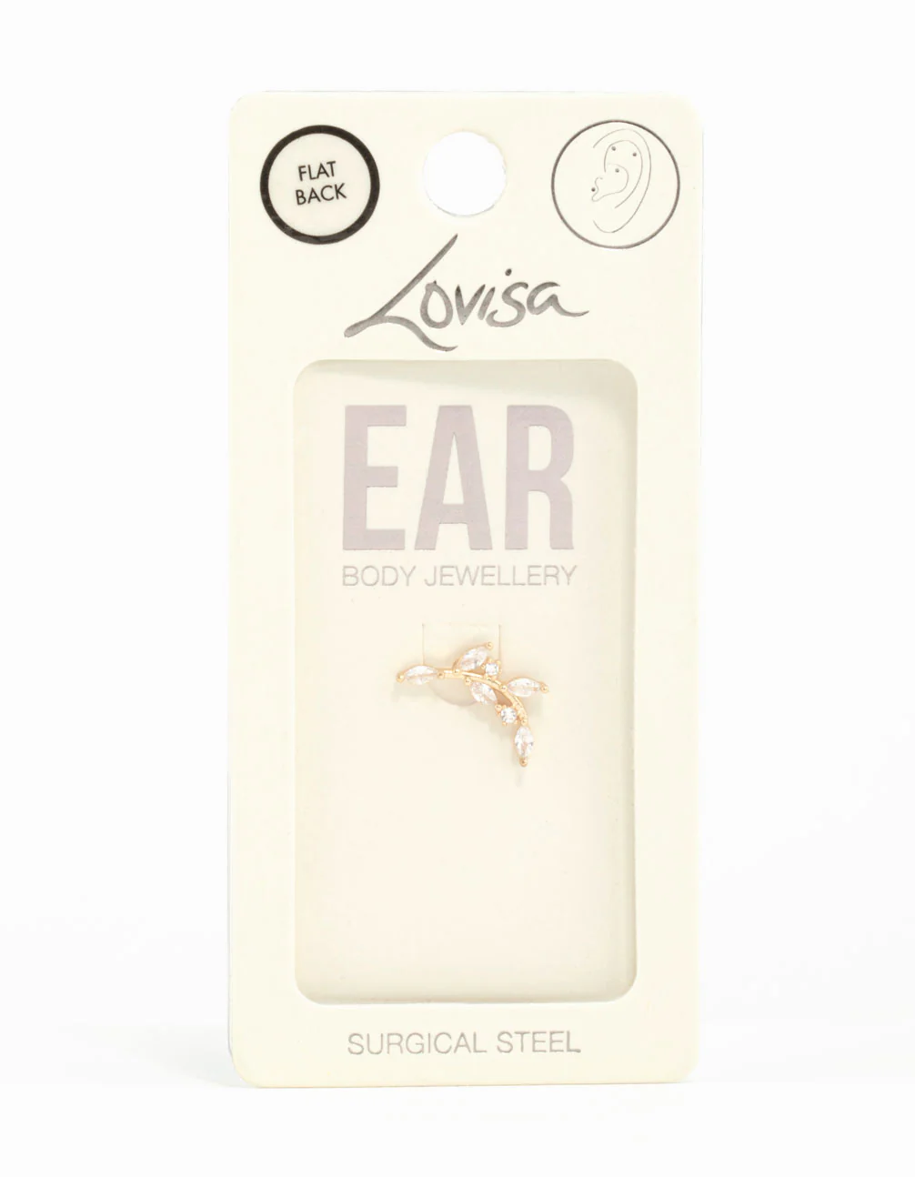 Gold Plated Surgical Steel Curved Vine Single Flat Back - Image 3