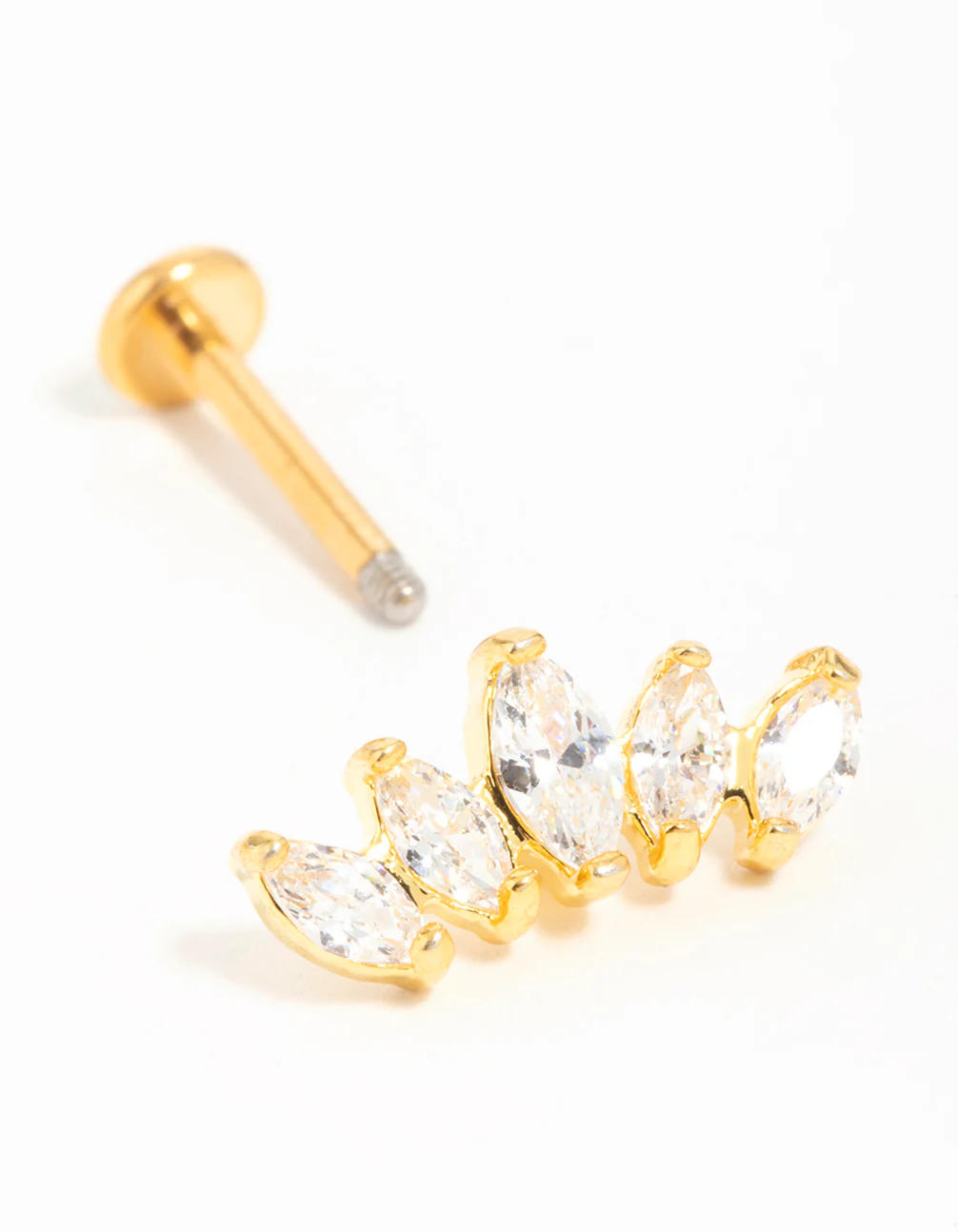 Gold Plated Surgical Steel Diamante Flat Back Stud - Image 2