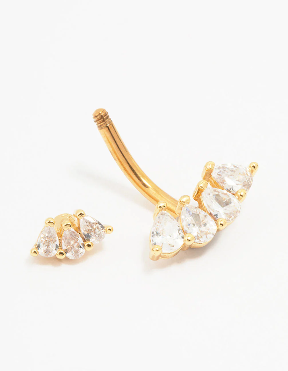 Gold Plated Surgical Steel Double Pear Fan Belly Piercing - Image 2