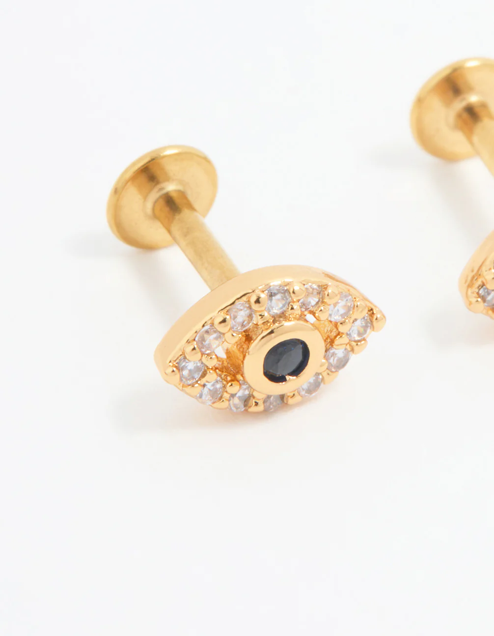 Gold Plated Surgical Steel Evil Eye Flat Back Studs Pair - Image 4