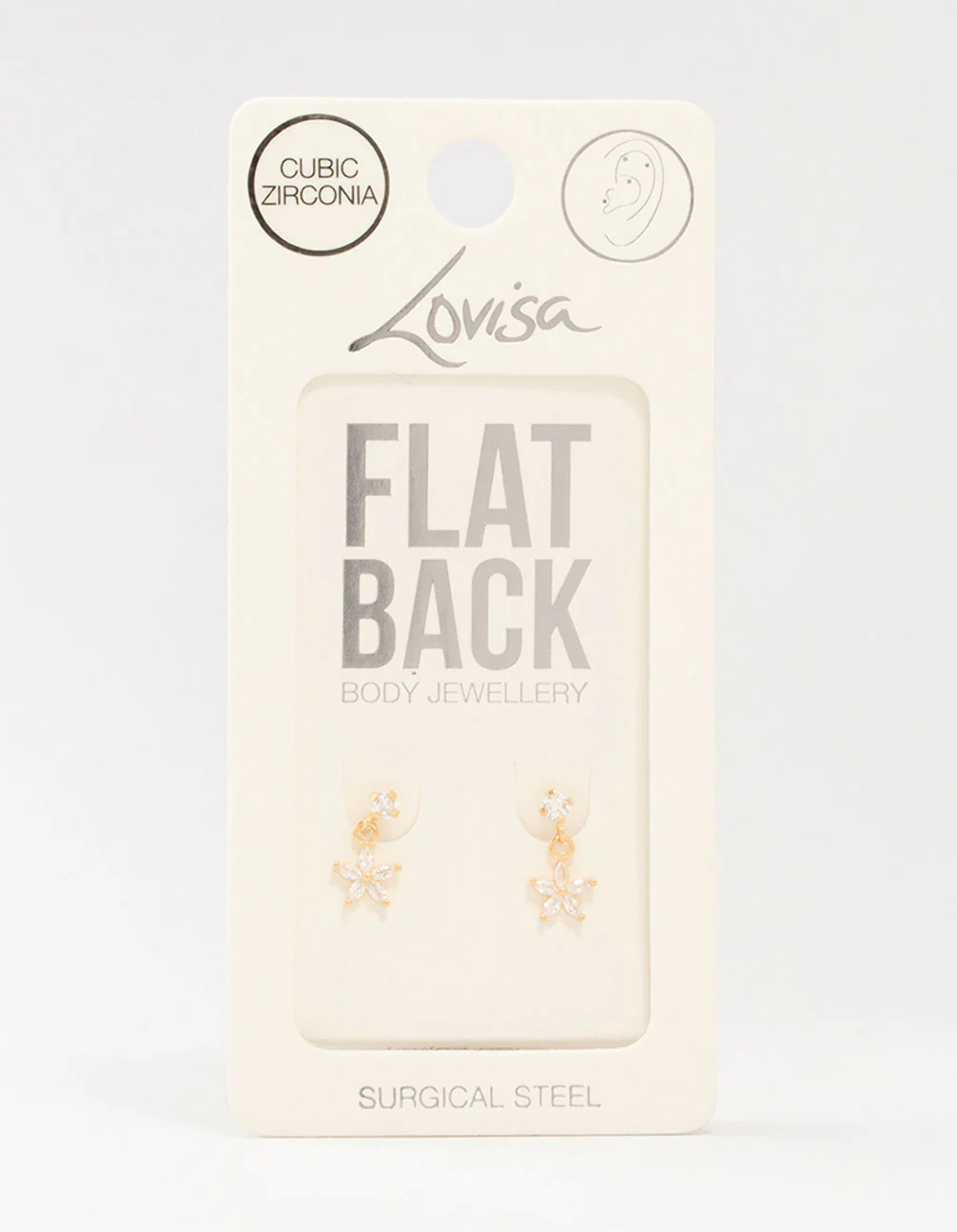 Gold Plated Surgical Steel Flower Drop Flat Backs 2-Pack - Image 3