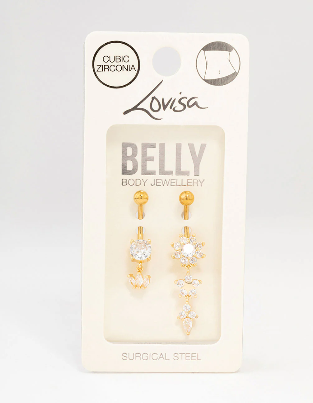 Gold Plated Surgical Steel Flower Power Belly Bar 2-Pack - Image 3