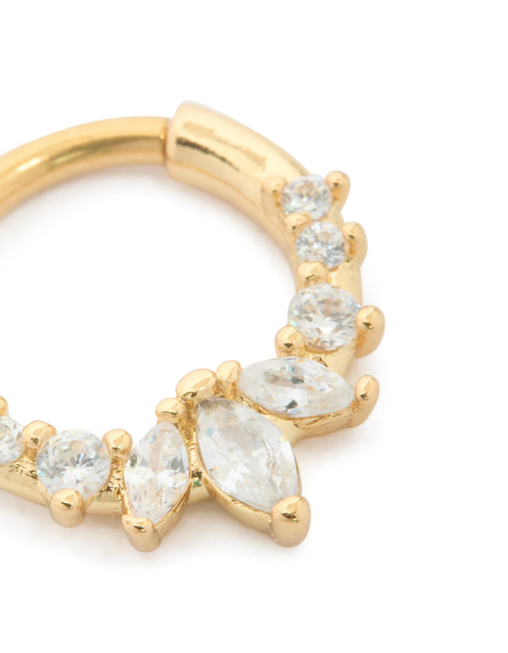 Gold Plated Surgical Steel Gradient Clear Cubic Zirconia Clicker Ring - Image 2