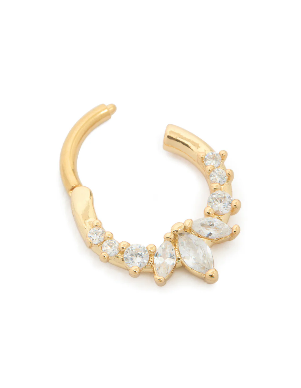Gold Plated Surgical Steel Gradient Clear Cubic Zirconia Clicker Ring - Image 3