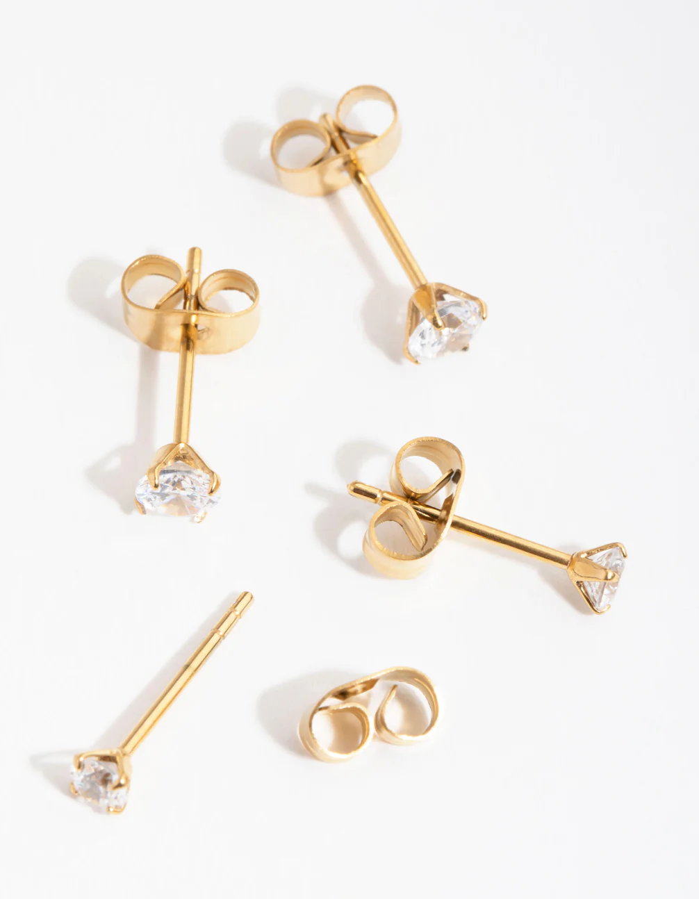 Gold Plated Surgical Steel Graduating Cubic Zirconia Stud Earrings 2-Pack - Image 3