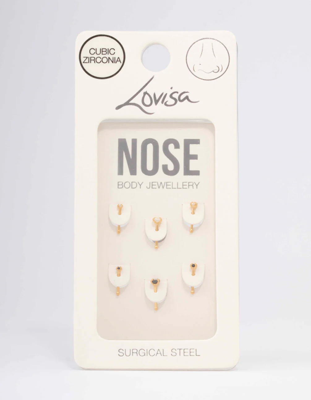 Gold Plated Surgical Steel Graduating Nose Stud 6-Pack - Image 3
