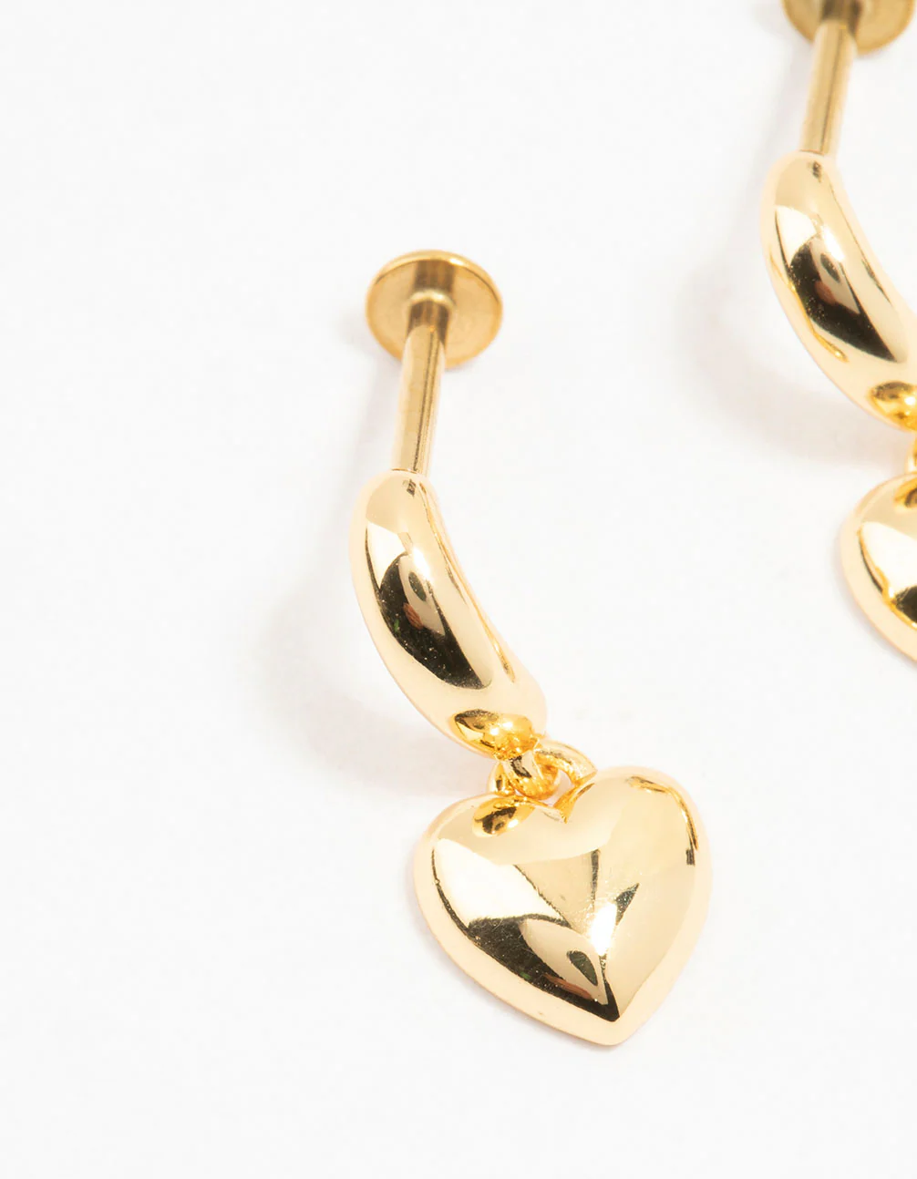 Gold Plated Surgical Steel Heart Drop Flat Backs 2-Pack - Image 2