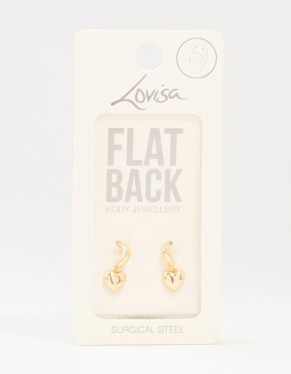 Gold Plated Surgical Steel Heart Drop Flat Backs 2-Pack - Image 3
