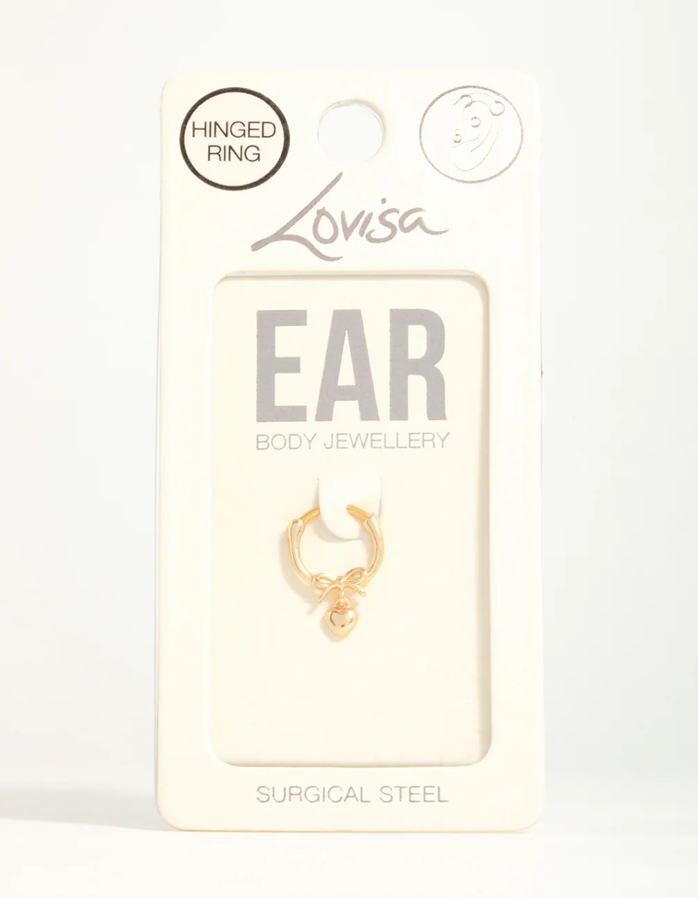 Gold Plated Surgical Steel Heart Ear Clicker - Image 3